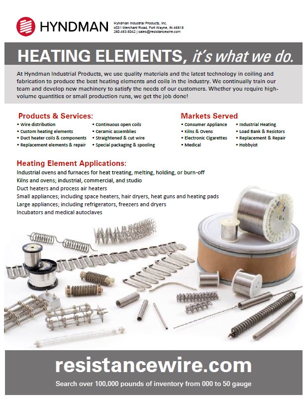 Line Cards Coil elements, resistance wire, kilns, foam cutting